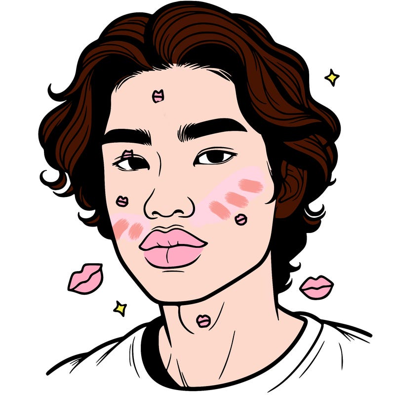 asian guy with wavy hair and full lips