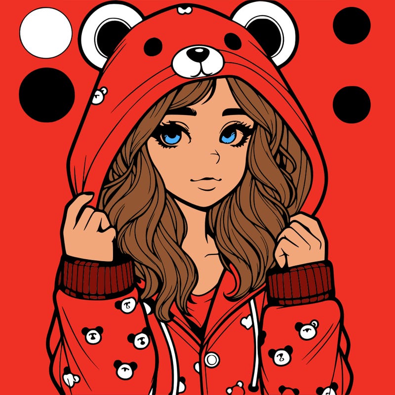 realistic girl in a animal pjs hoodie