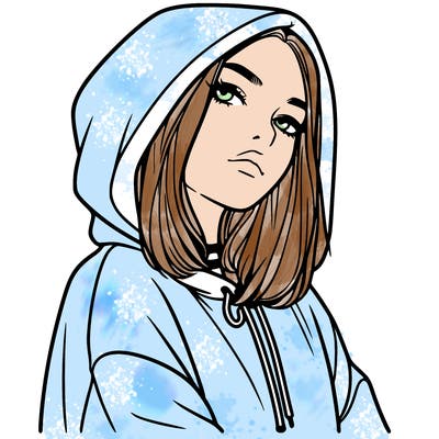 a realistic girl in a hoodie