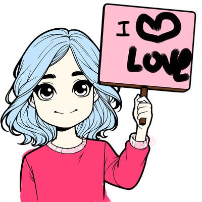 realistic girl holding up a sign