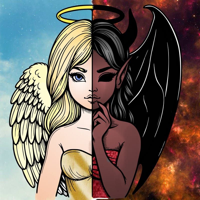 realistic angel half demon