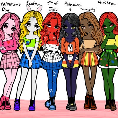 a group of girls realistic