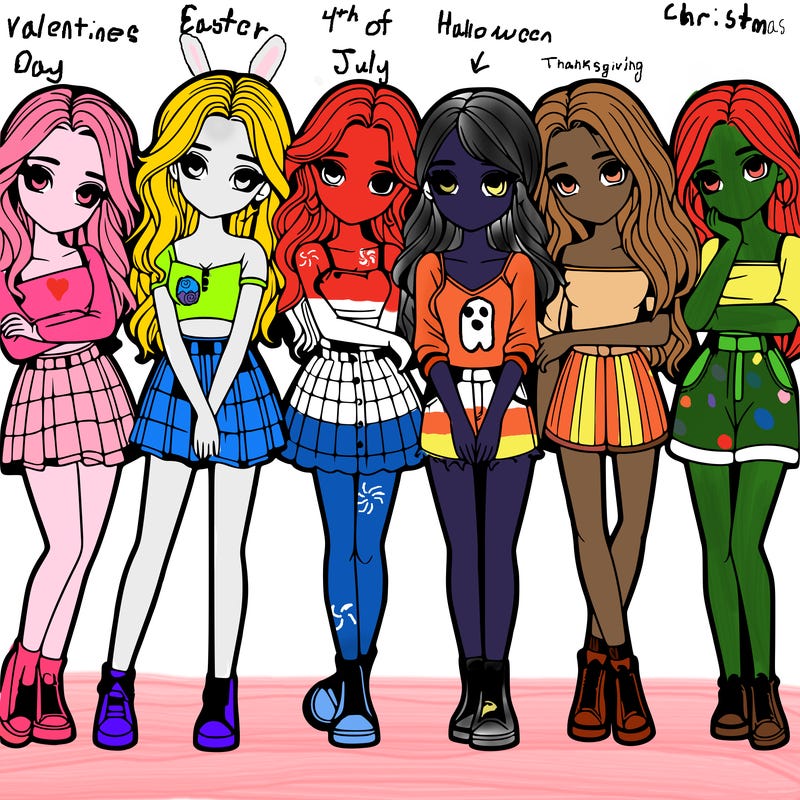 a group of girls realistic