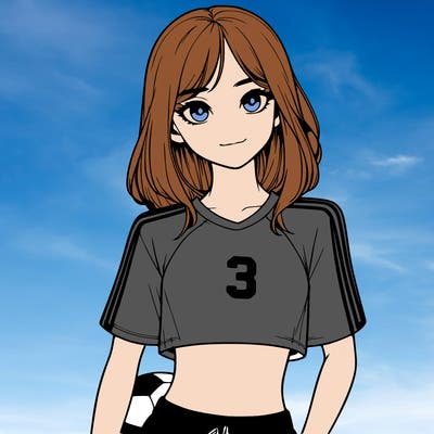 realistic girl wearing soccer jersey