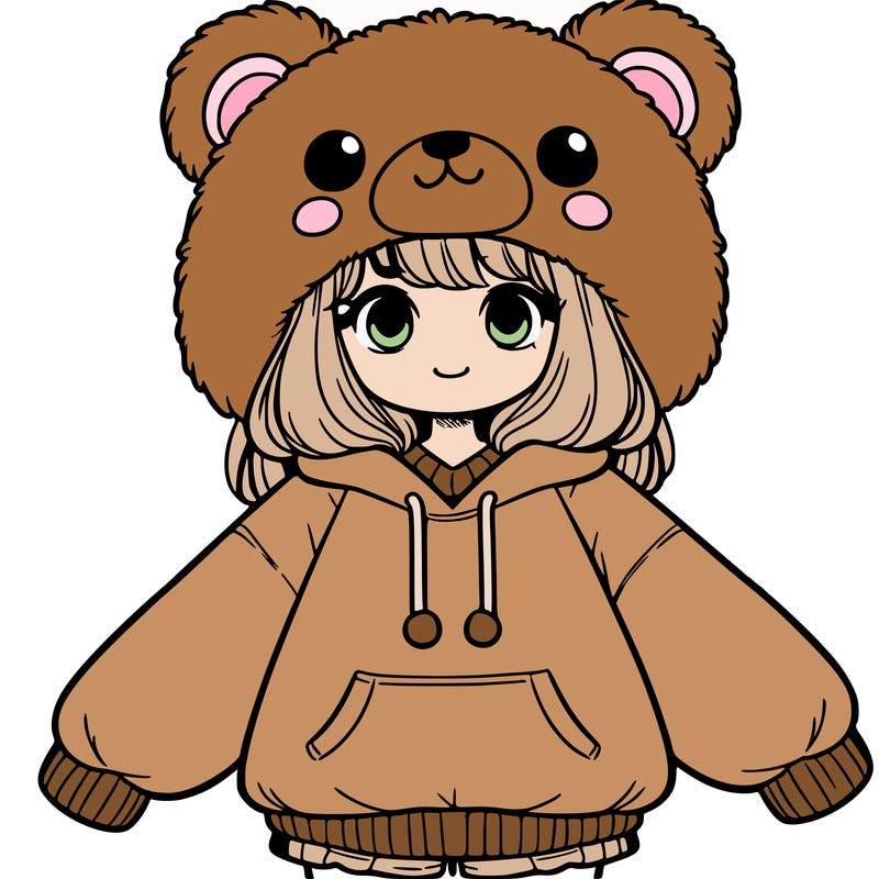 girl with an oversized bear sweatshirt and bear hat