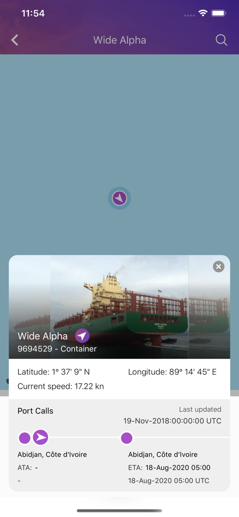 Vessel tracking and port call details in BSM Seafarer Portal app