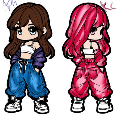 girl in crop top and baggy pants