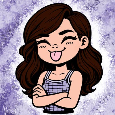 realistic girl crossing her arms and wearing a tank top with her tongue held out she has long hair
