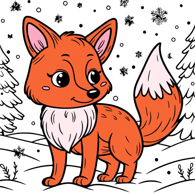a fox in the snow