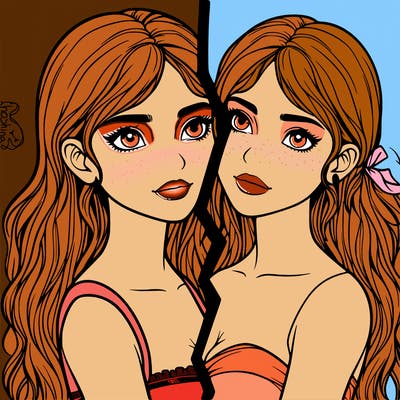 split realistic girl