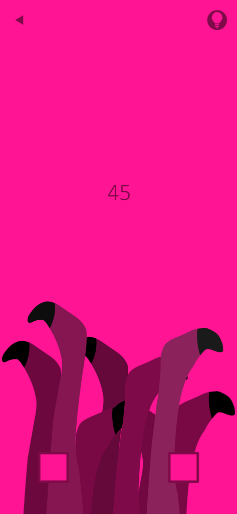 pink (game) - Level 45 of the pink puzzle game featuring minimalist flamingo shapes on a bright pink background
