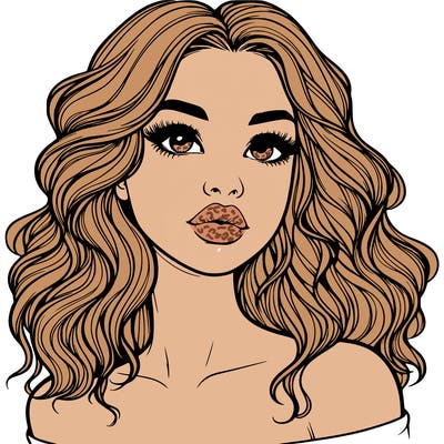 realistic girl with wavy hair and lips