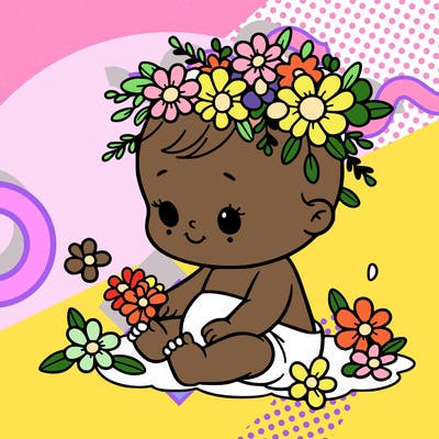 baby with flowers