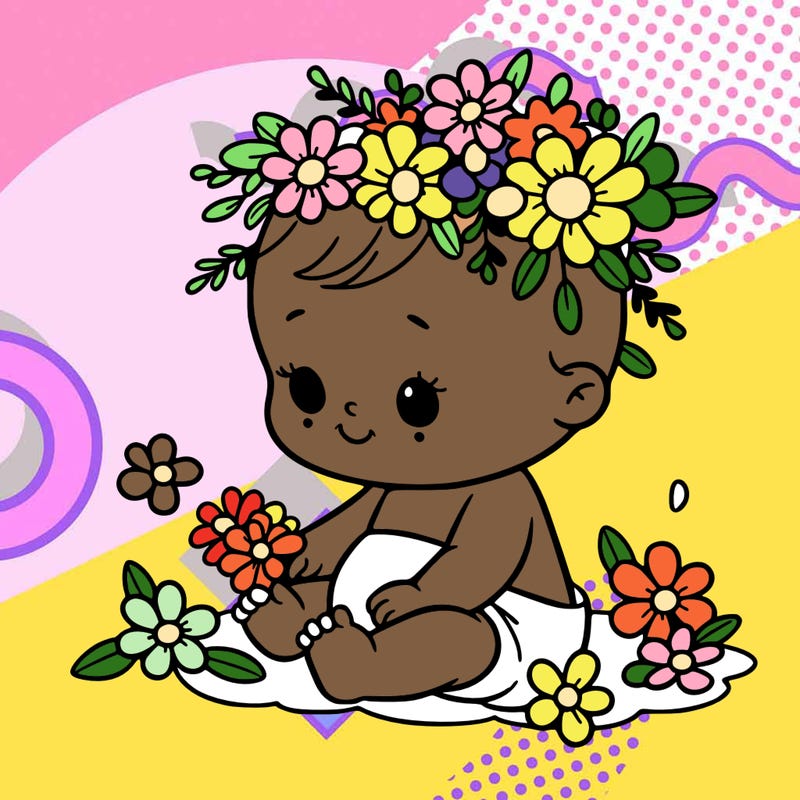 baby with flowers