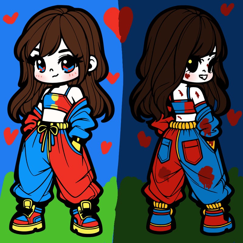 girl in crop top and baggy pants