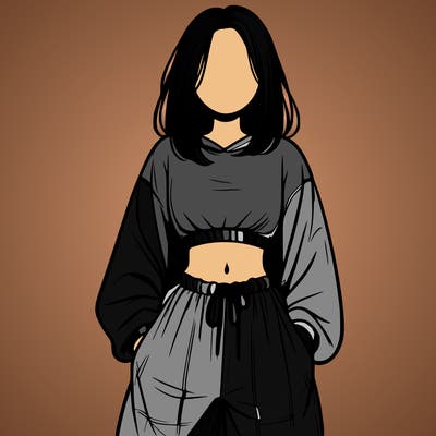 realistic girl faceless with baggy pants and a crop top