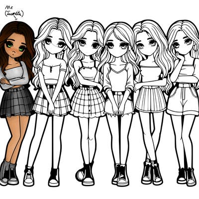 a group of girls realistic