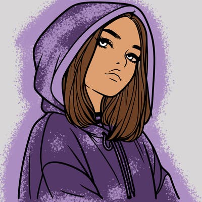 a realistic girl in a hoodie