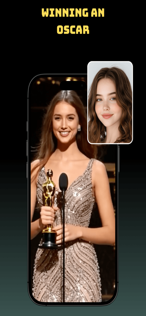 Vídeo generado por IA de una mujer ganando un Oscar creado a partir de una foto de retrato usando NanoBanana