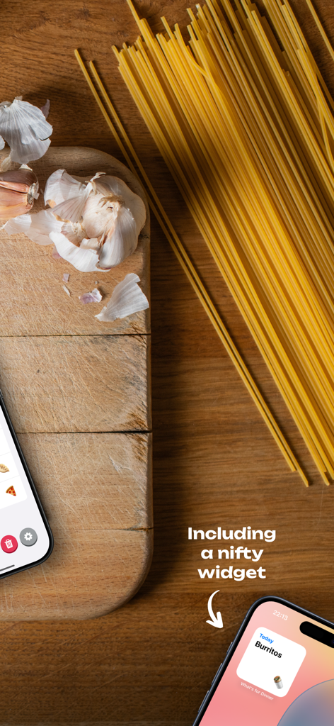 What's for dinner planner - iPhone screen showing the What's for dinner app widget with a meal plan for today