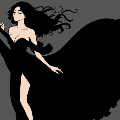 realistic woman in dress flowing the the wind