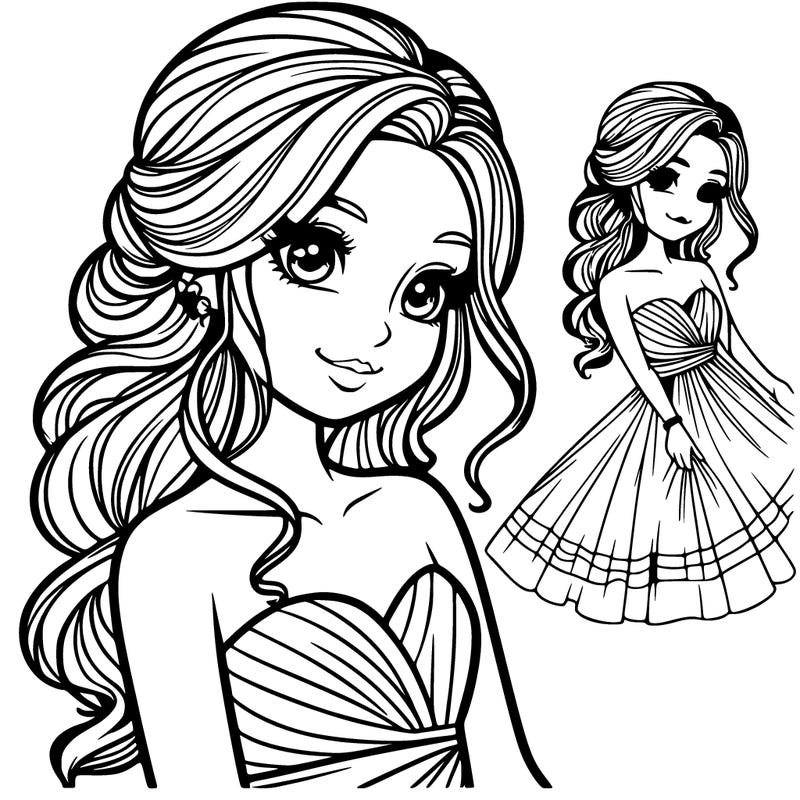 realistic girl with a beautiful dress