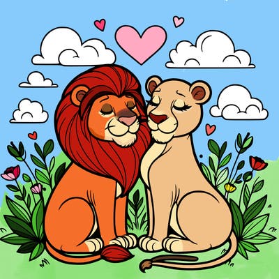 lion and lioness inlove