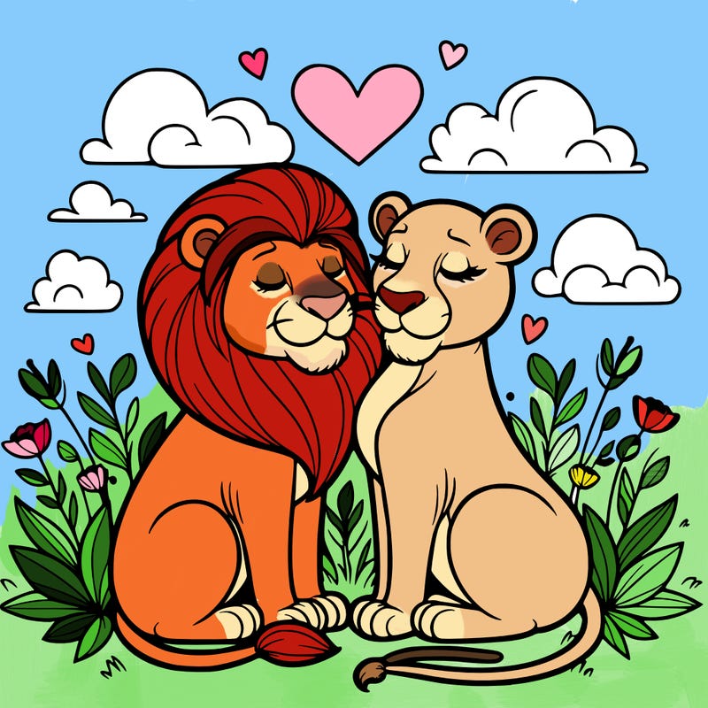 lion and lioness inlove