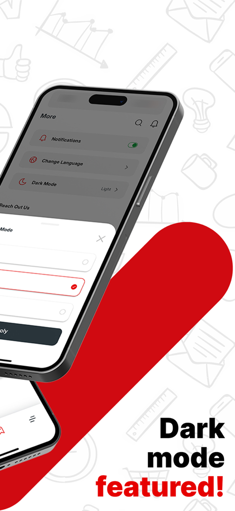 Basata App-Oberfläche, die Einstellungen für den Dunkelmodus und Benachrichtigungsoptionen anzeigt