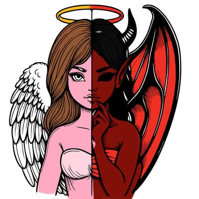 realistic angel half demon