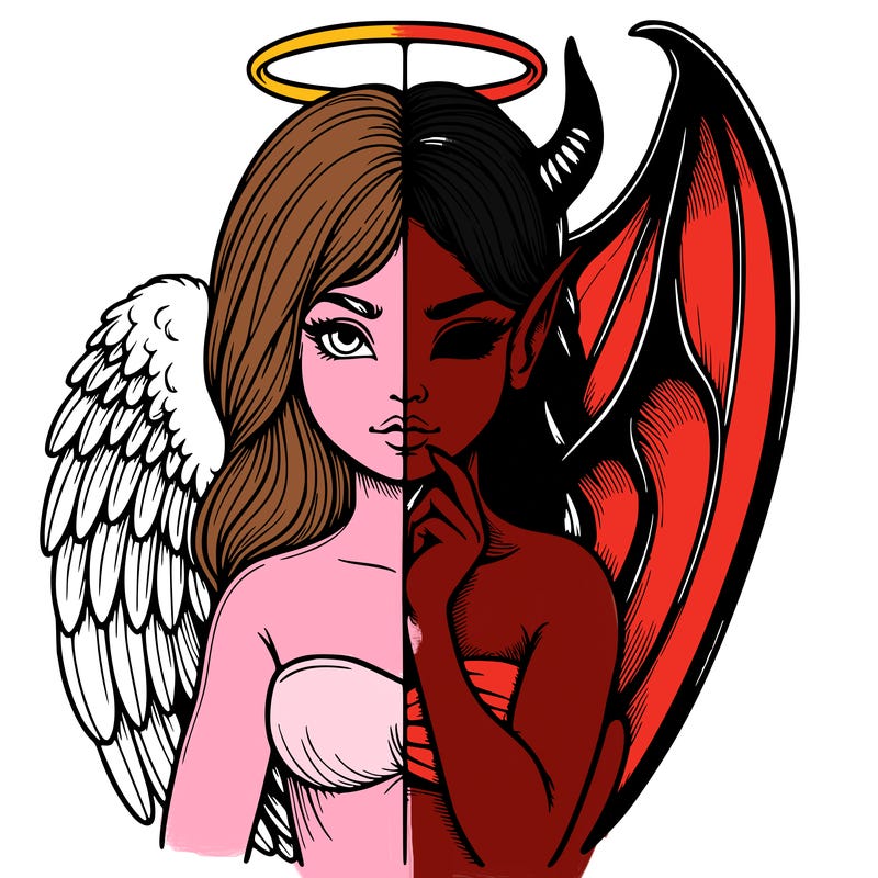 realistic angel half demon