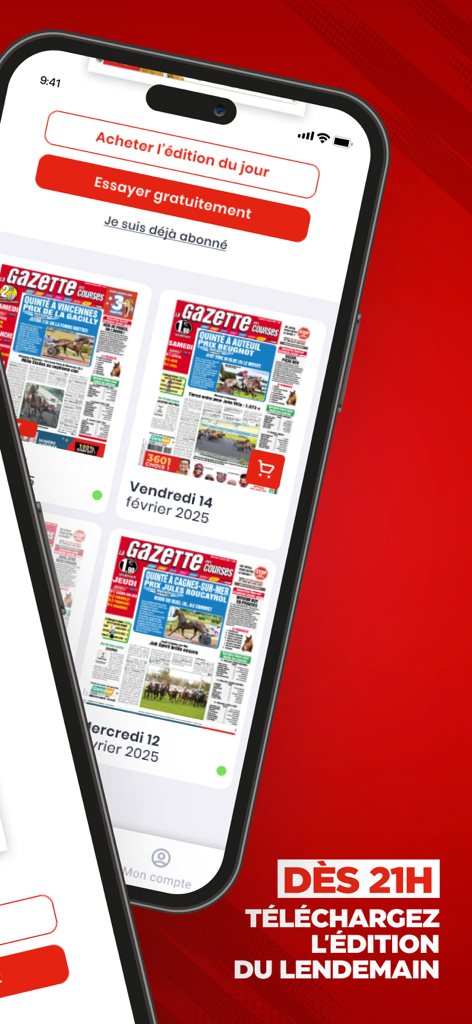 Digital editions of La Gazette des Courses horse racing newspaper on a smartphone