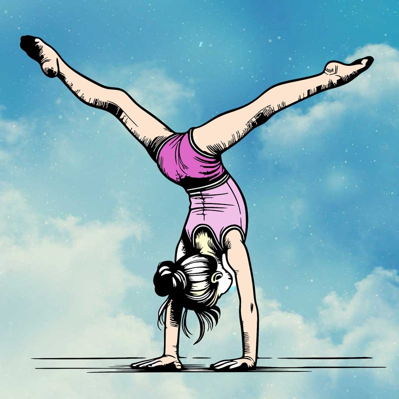 realistic gymnastic hand stand girl in four splits