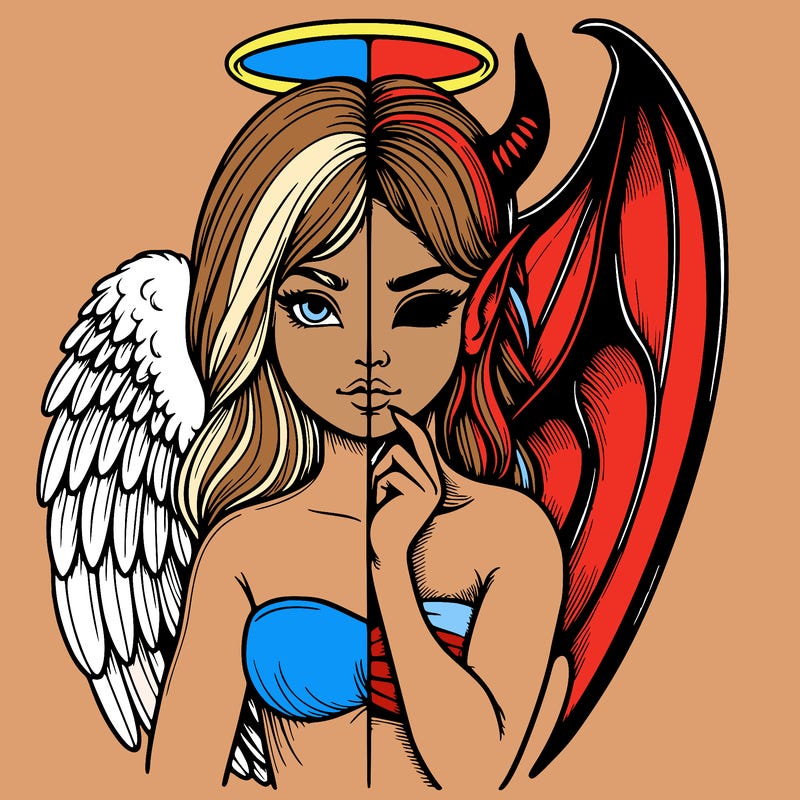 realistic angel half demon