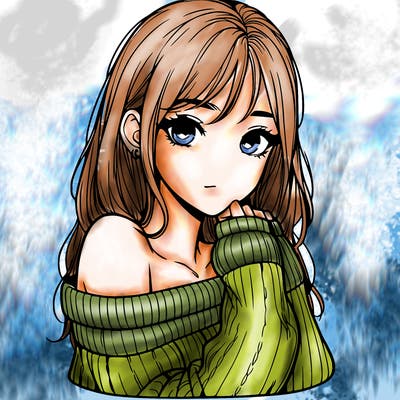 realistic girl with off-shoulder sweater