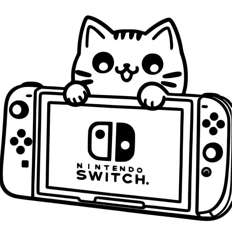 nintendo switch with cat oren and a cat face on the screen