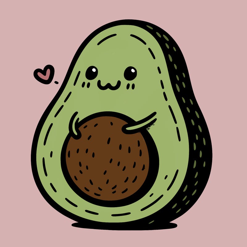an avocado hugging an avocado