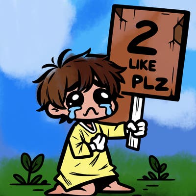 small poor toddler crying with sign that says 2 like plz
