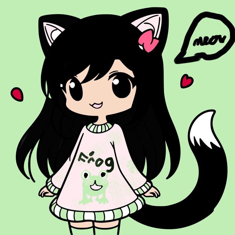 girl with cat ears and tail