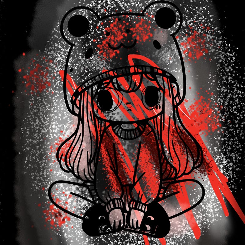 a girl wearing a frog hat and some frog socks