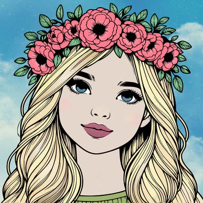 realistic girl with flower crown