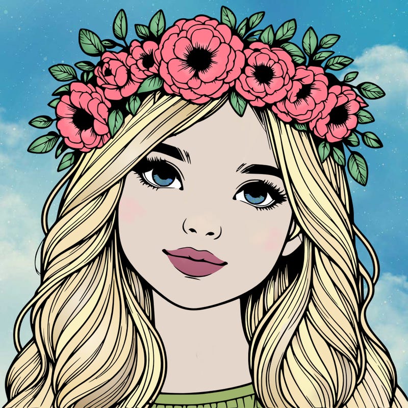 realistic girl with flower crown