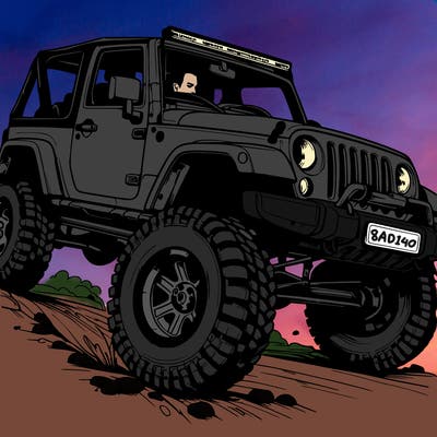 jeep going off-roading realistic