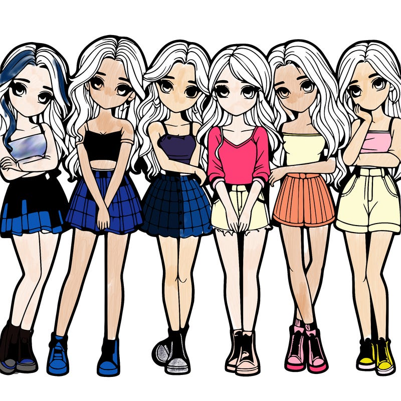 a group of girls realistic