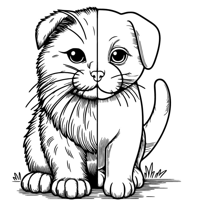 realistic half cat half dog