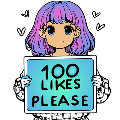 a girl holding a sign saying 100 likes please
