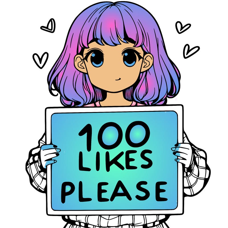 a girl holding a sign saying 100 likes please