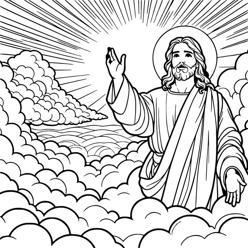 jesus christ made of clouds with a beautiful heavenly background
