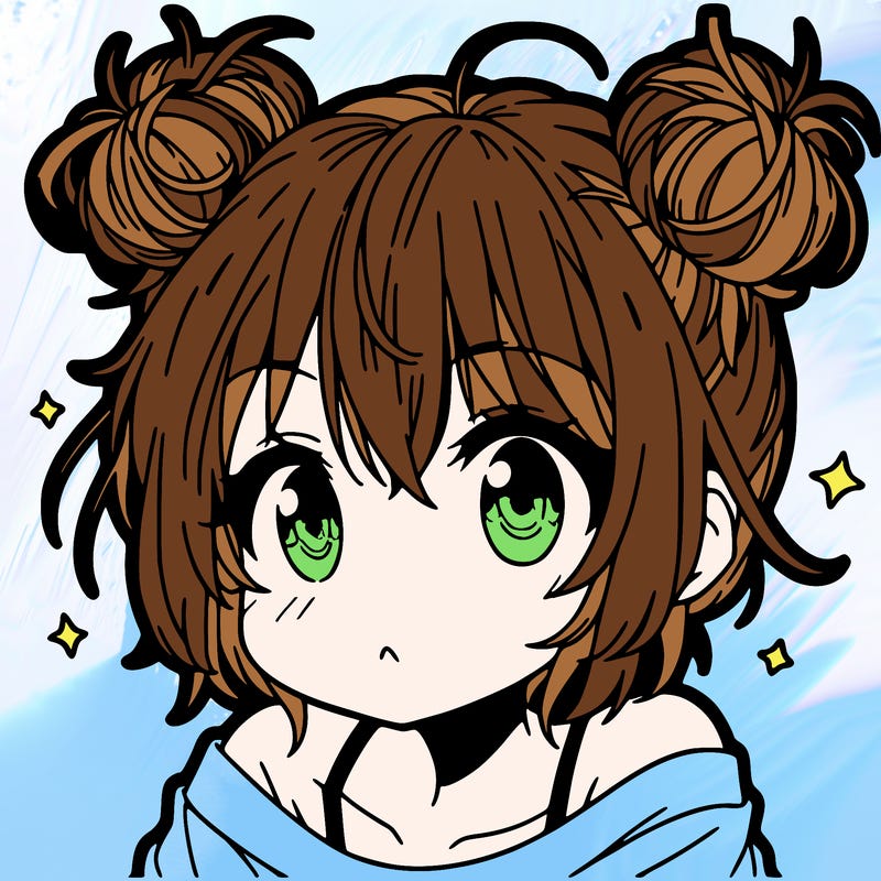 a manga girl with messy small buns