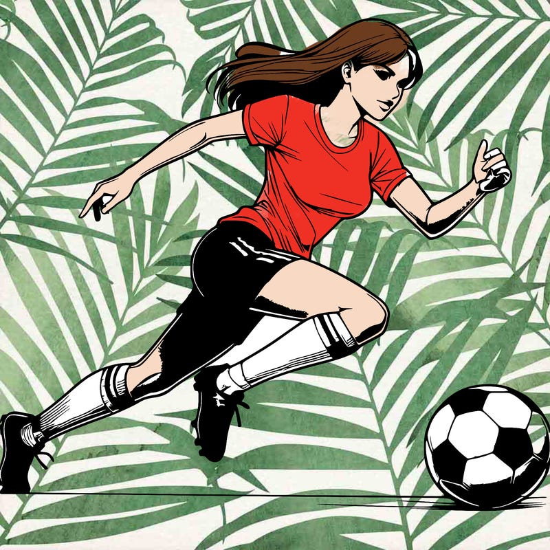 realistic woman playing soccer